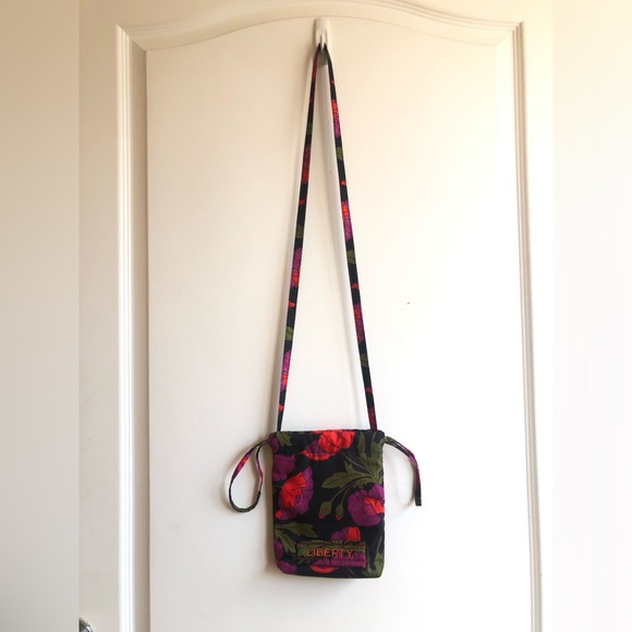 LIBERTY of London Small Crossbody Pouch Style Purse Bag Poppy Print EXCELLENT - Picture 2 of 8